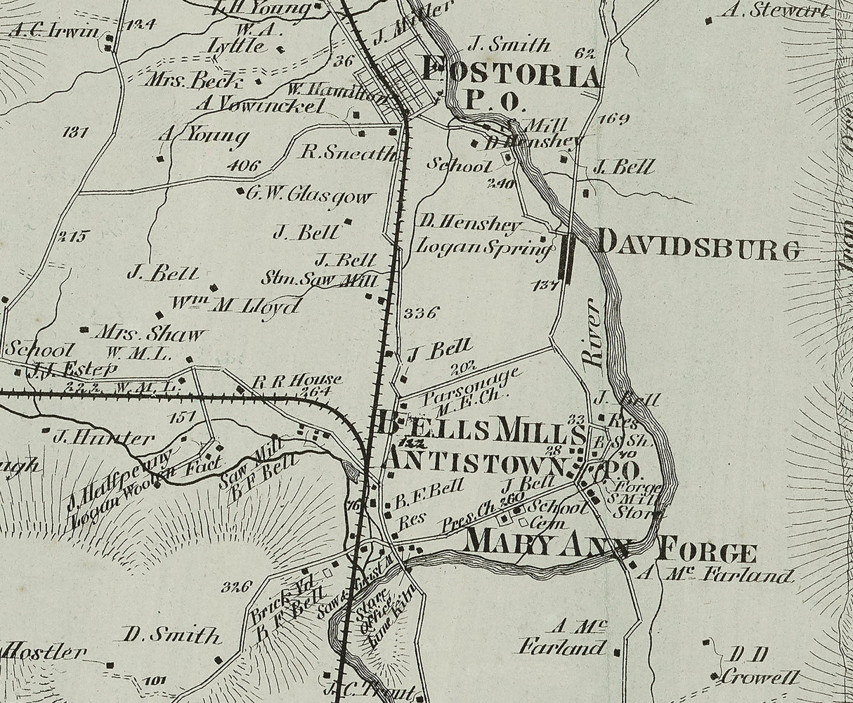 1873 Map of Antis Township Blair County Pennsylvania