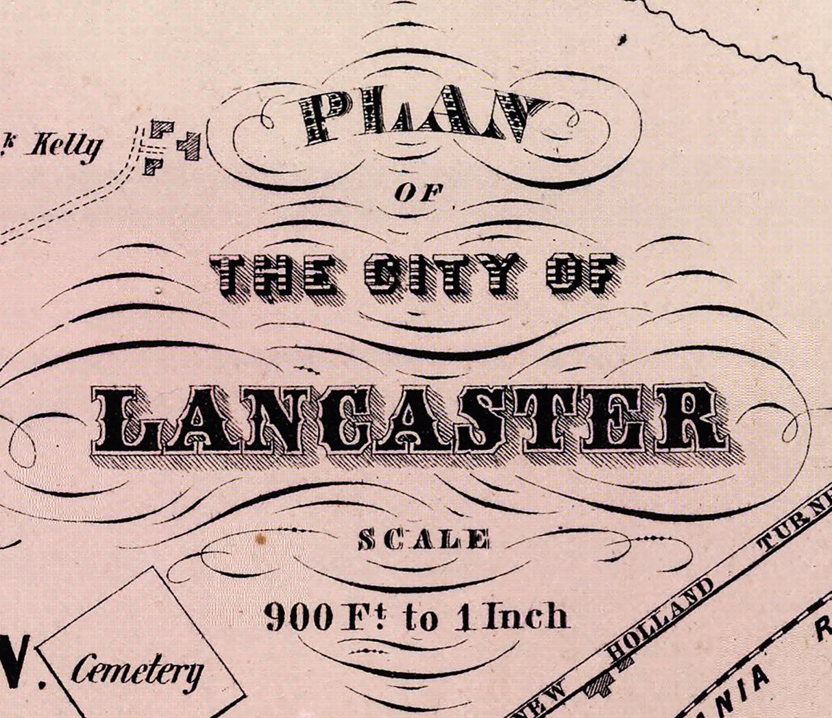 1864 Map of Lancaster Lancaster County Pennsylvania