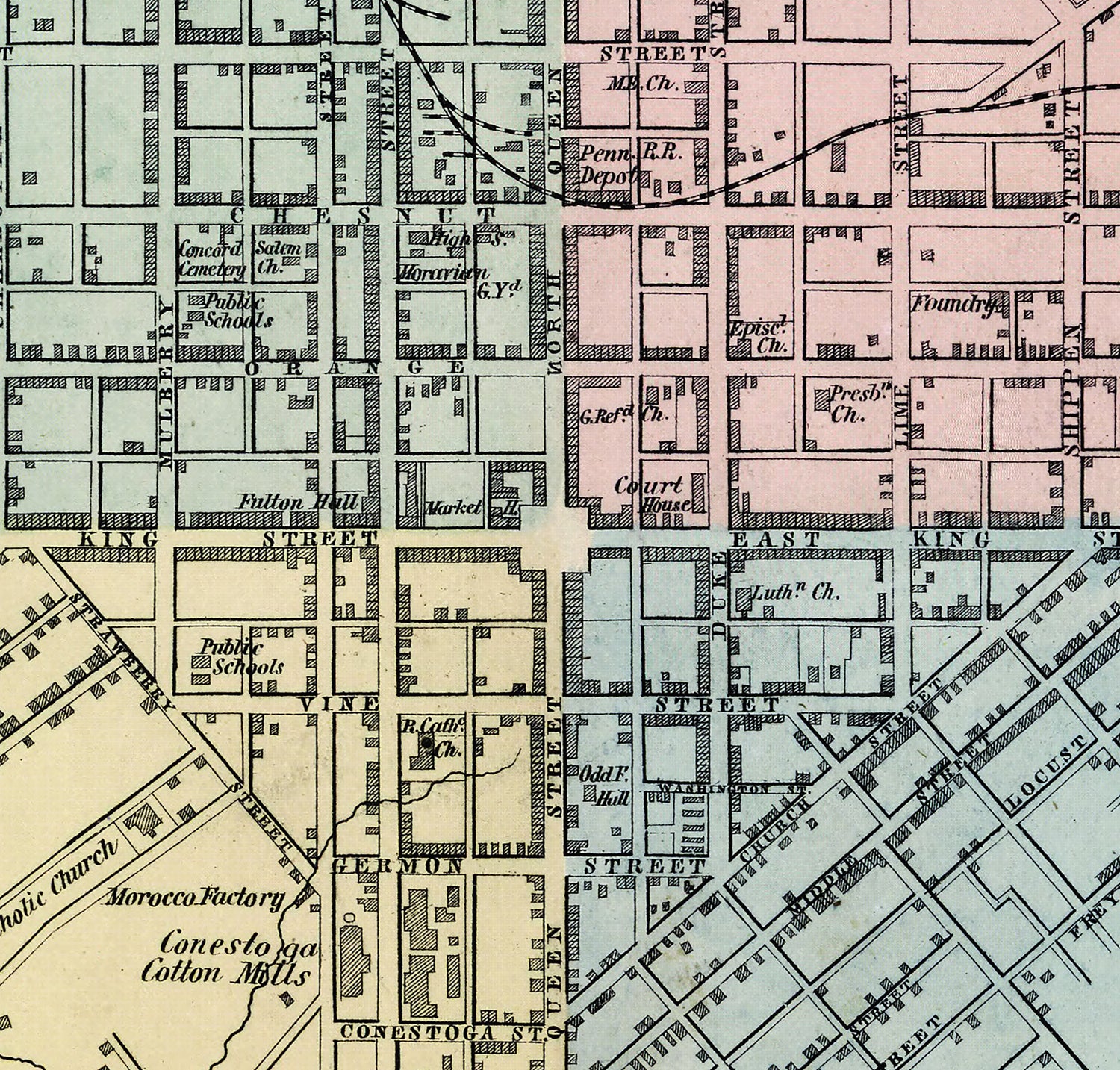 1864 Map of Lancaster Lancaster County Pennsylvania