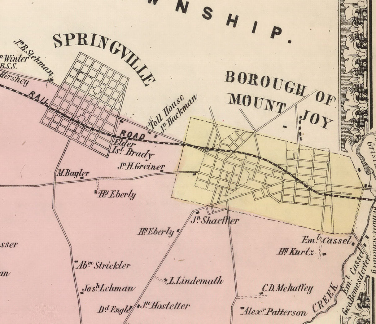 1864 Map of East Donegal Township Lancaster County Pennsylvania