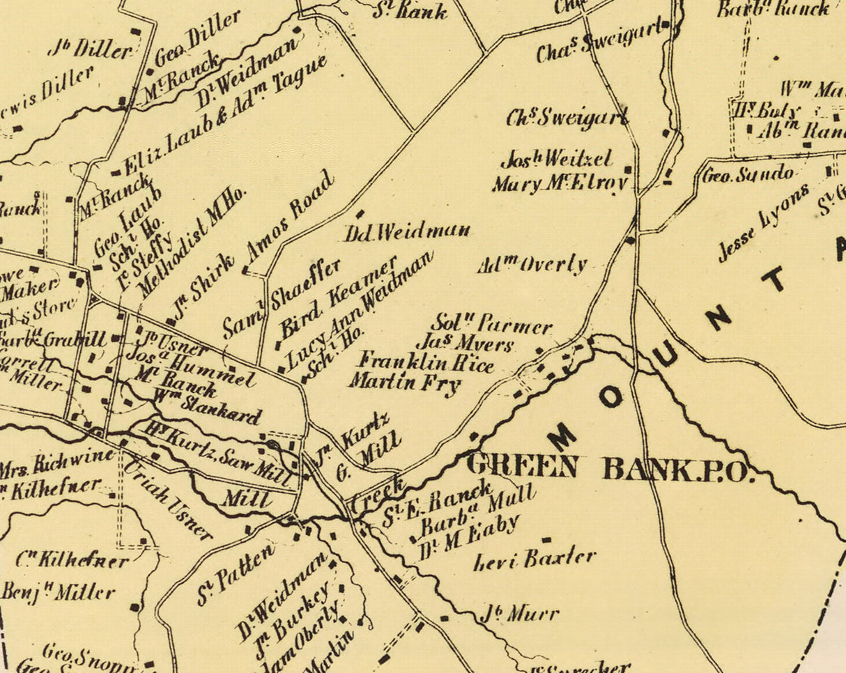 1864 Map of East Earl Township Lancaster County Pennsylvania