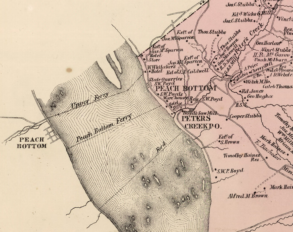 1864 Map of Fulton Township Lancaster County Pennsylvania