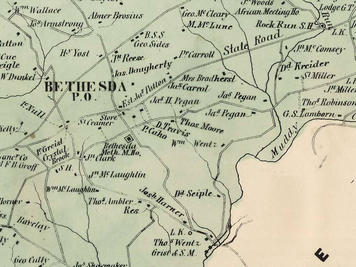 1864 Map of Martir Township Lancaster County Pennsylvania