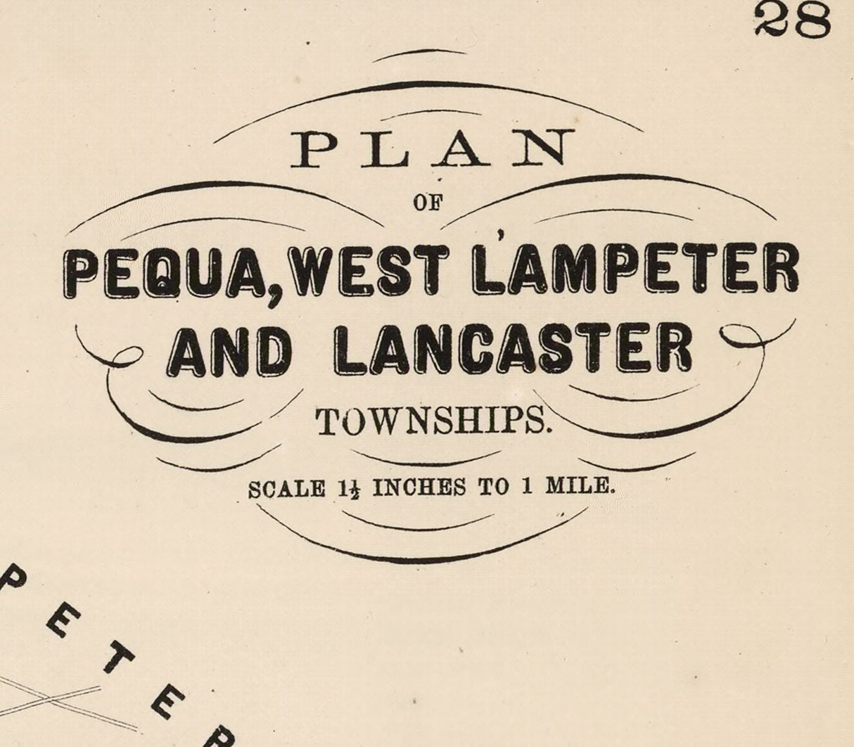1864 Map of Pequa West Lampeter and Lancaster Township Lancaster County PA