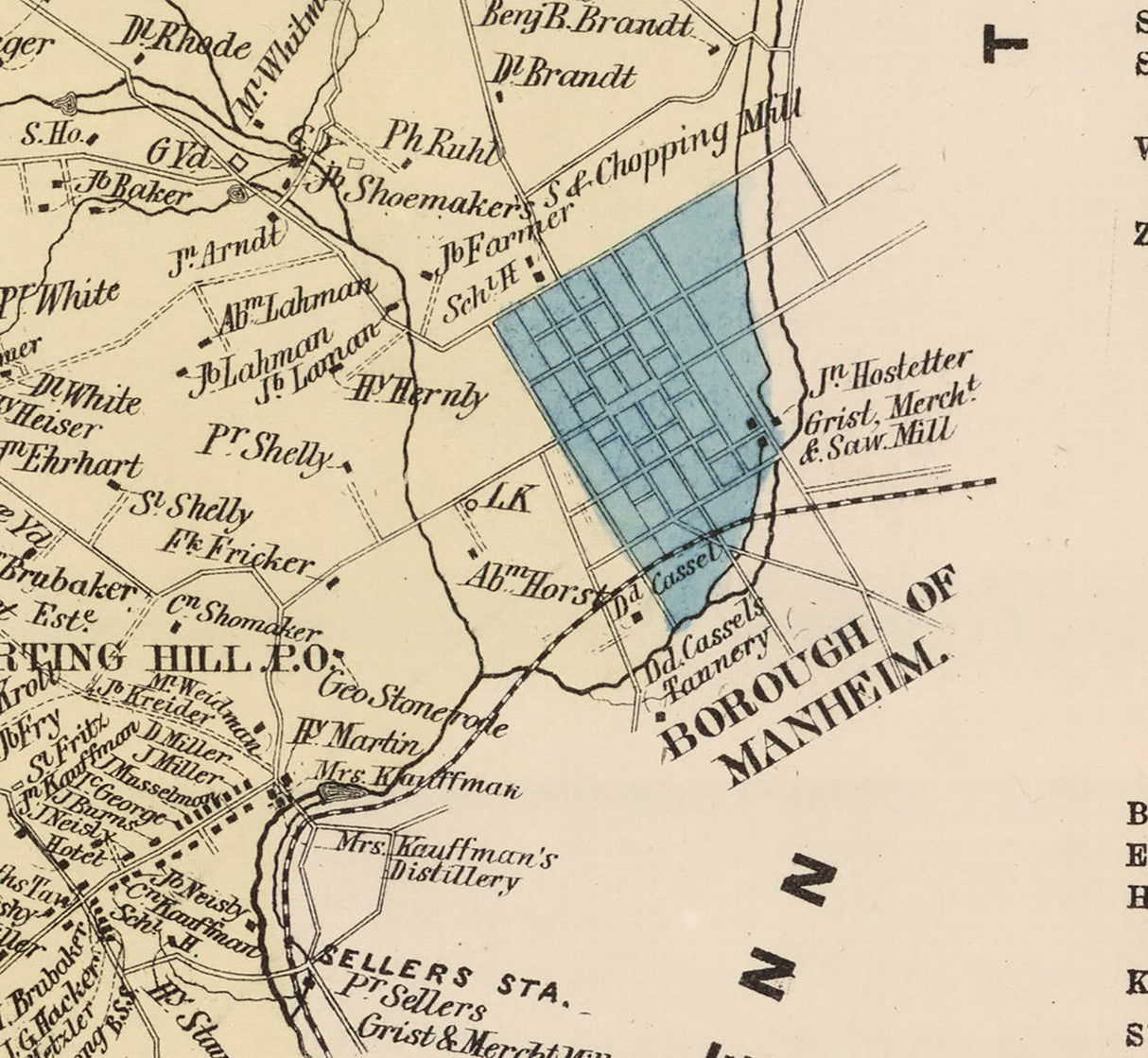 1864 Map of Rapho Township Lancaster County Pennsylvania