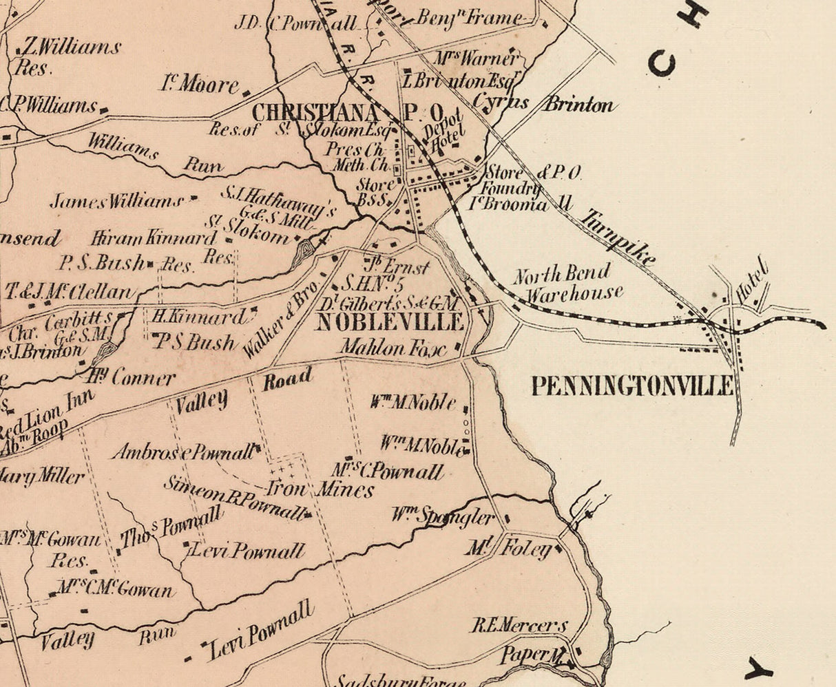 1864 Map of Sadsbury Township Lancaster County Pennsylvania