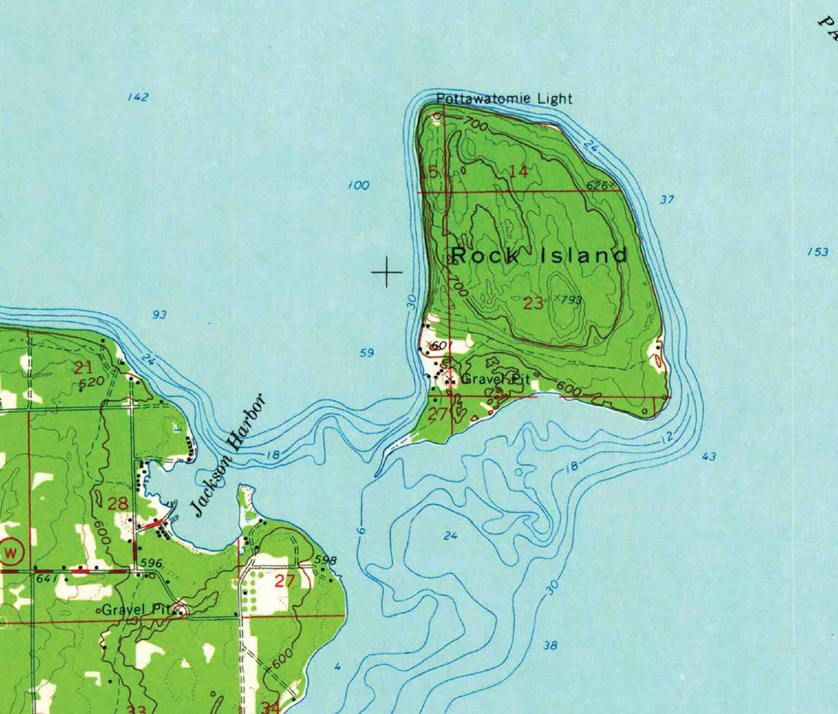 1960 Topo Map of Washington Island Door County Wisconsin