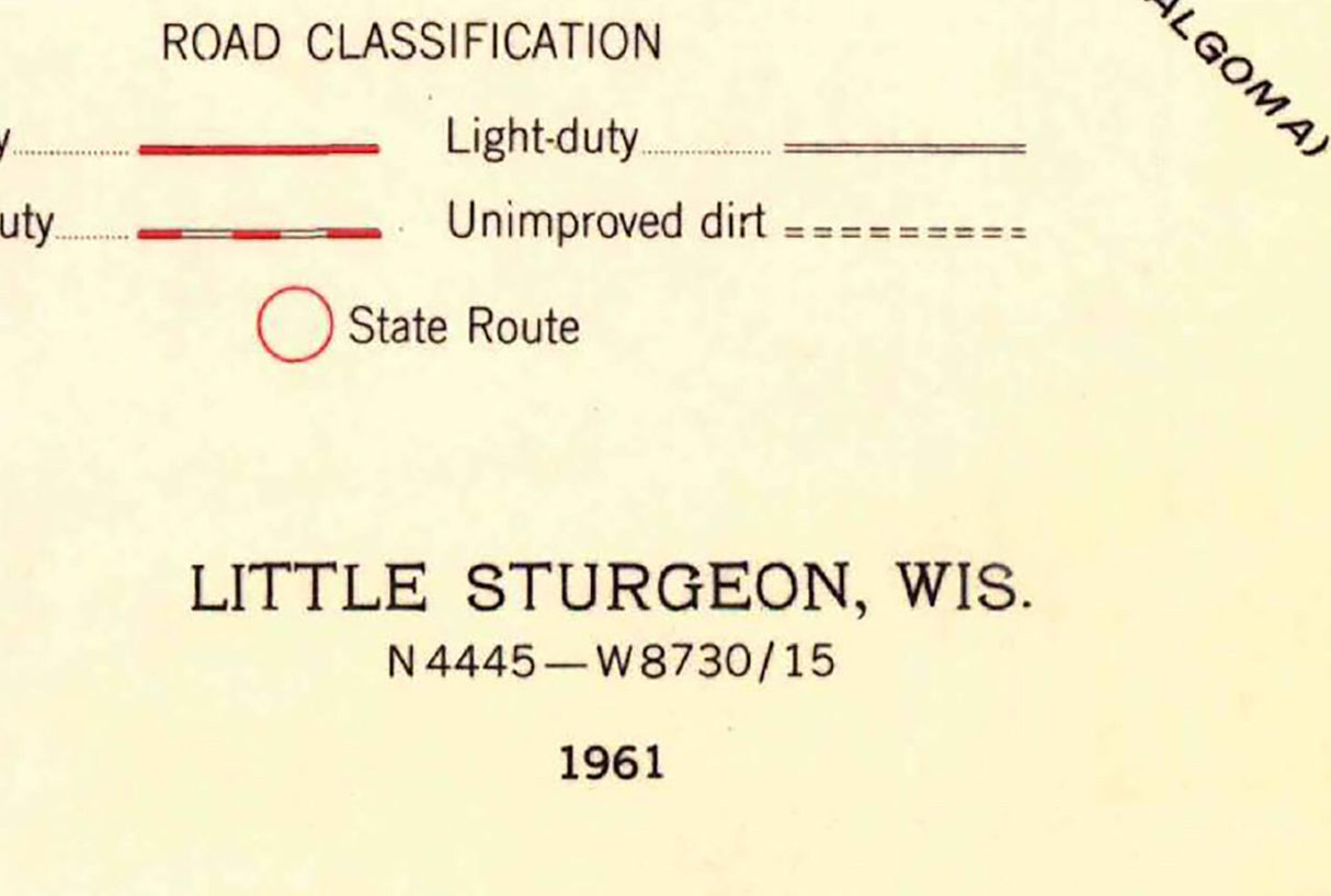 1961 Topo Map of Little Sturgeon Door County Wisconsin