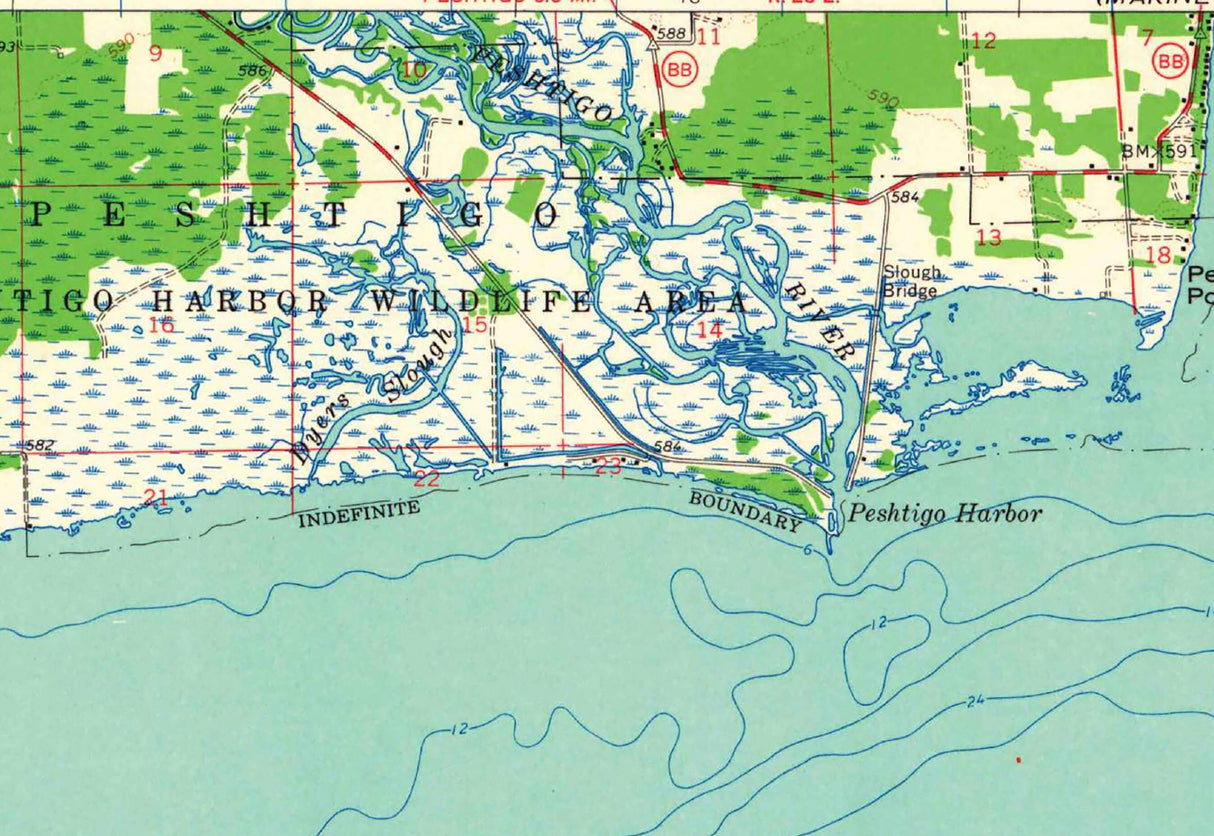 1961 Topo Map of Little Sturgeon Door County Wisconsin