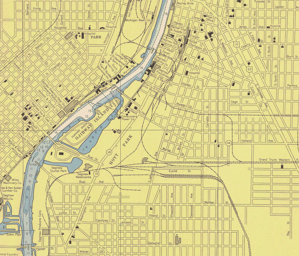 1952 Nautical Chart of Saginaw River Michigan