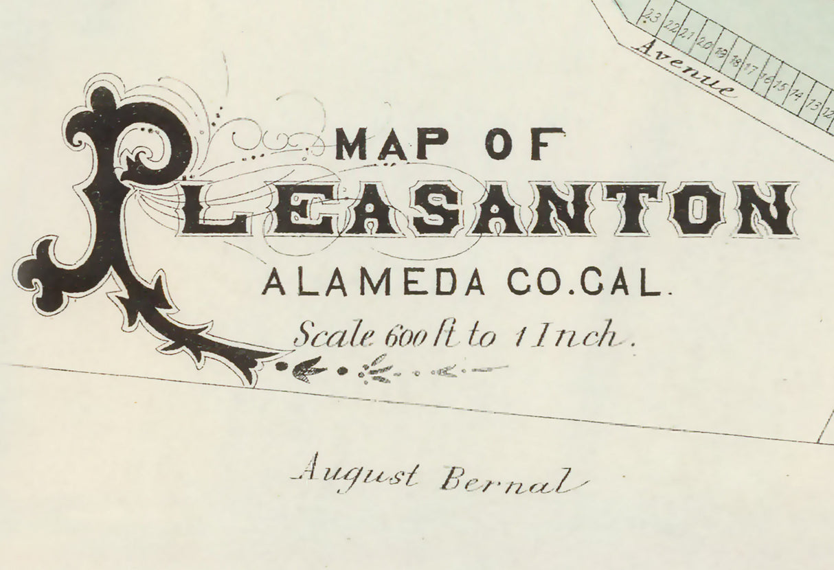 1878 Town Map of Pleasanton Alameda County California