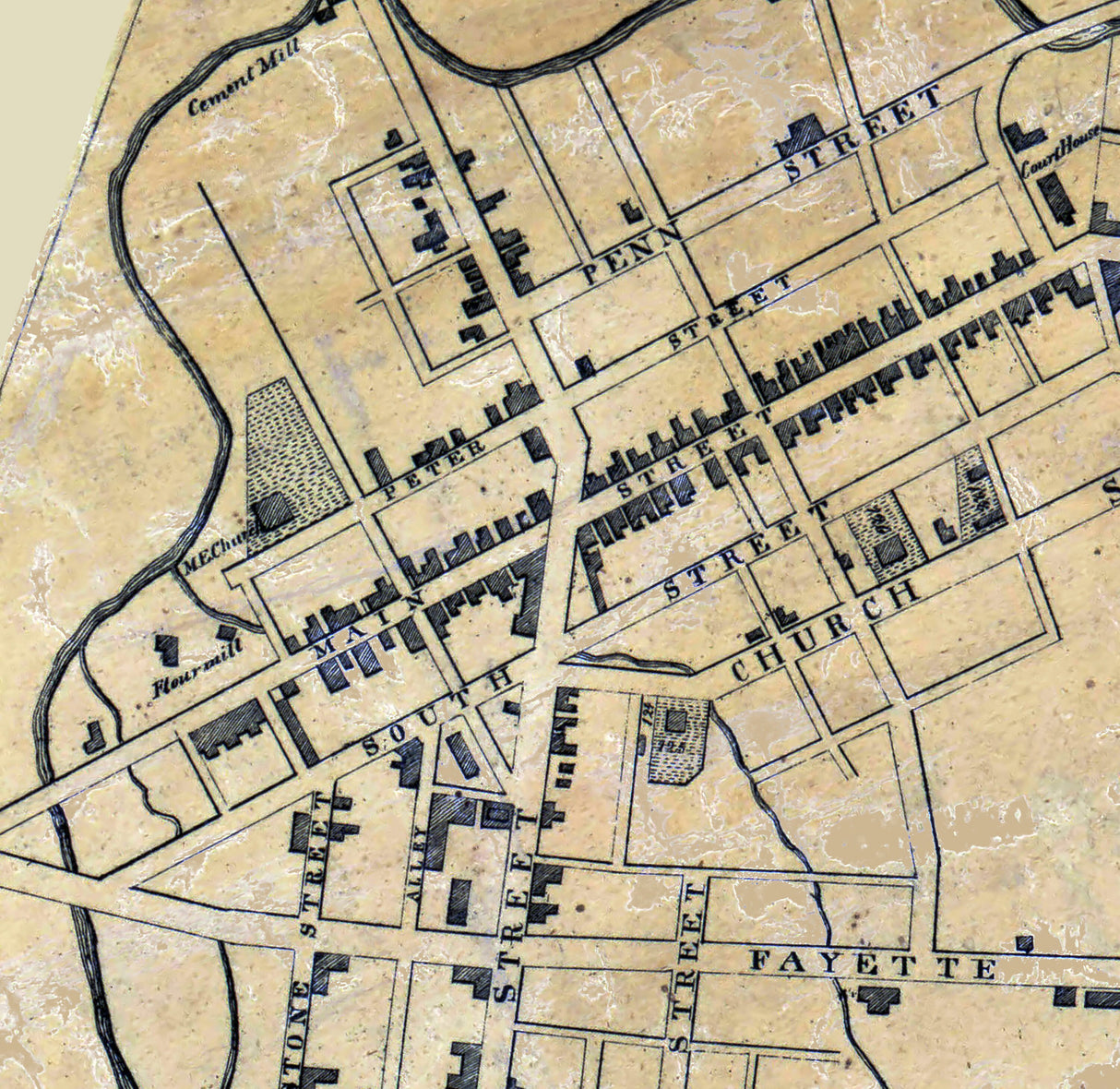 1858 Town Map of Uniontown Fayette County Pa