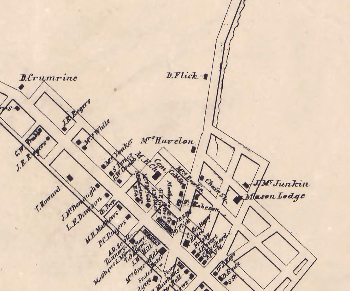 1861 Town Map of Beallsville Washington County Pennsylvania