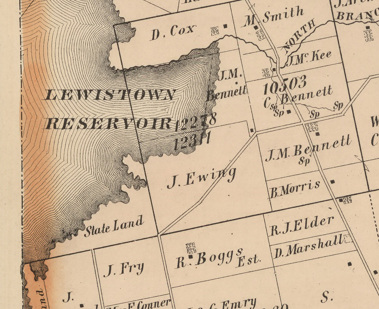 1875 Map of Richland Township Logan County Ohio