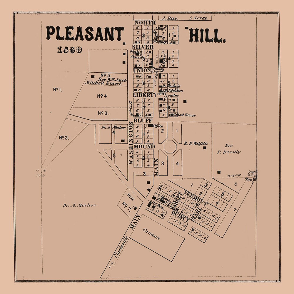 1860 Map of Pleasant Hill Pike County Illinois