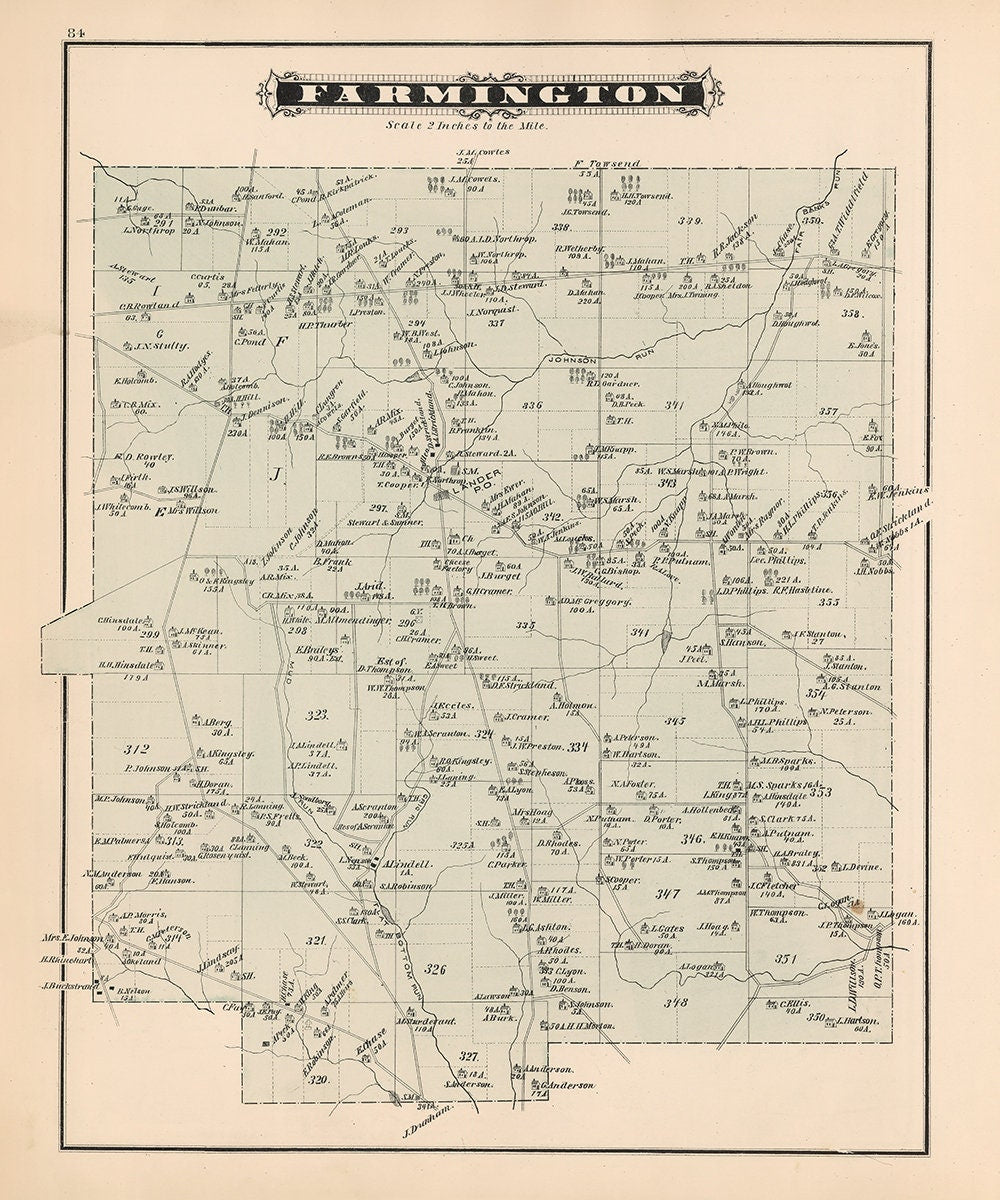 1878 Map of Farmington Township Warren County Pennsylvania