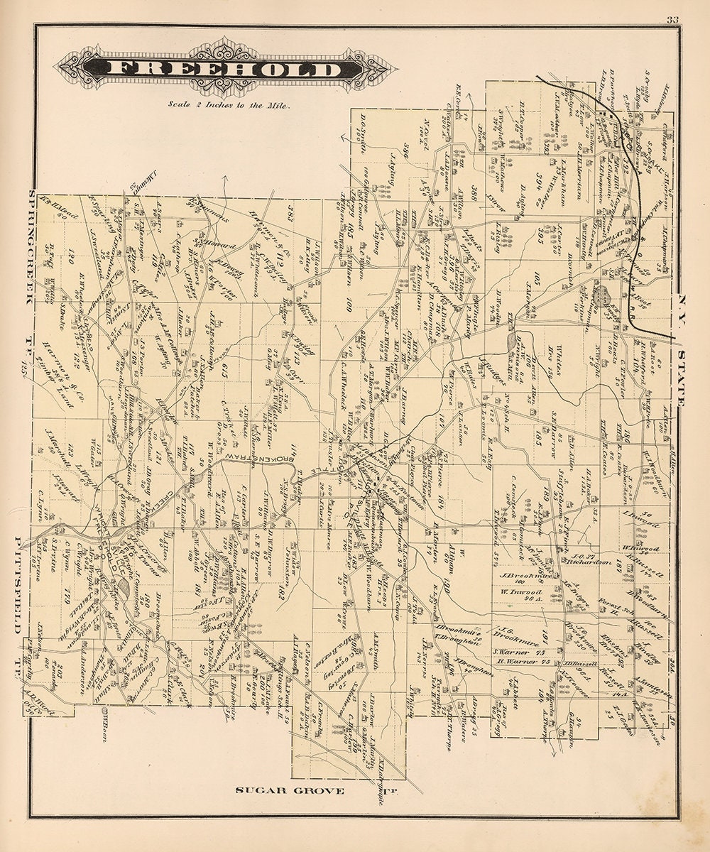 1878 Map of Freehold Township Warren County Pennsylvania