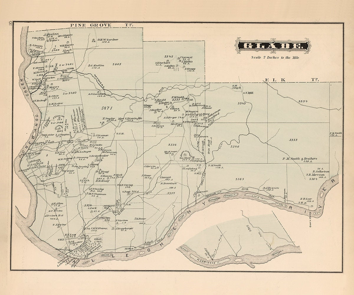 1878 Map of Glade Township Warren County Pennsylvania