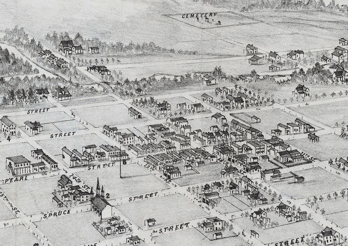 1874 Panoramic Map of Boulder City Colorado