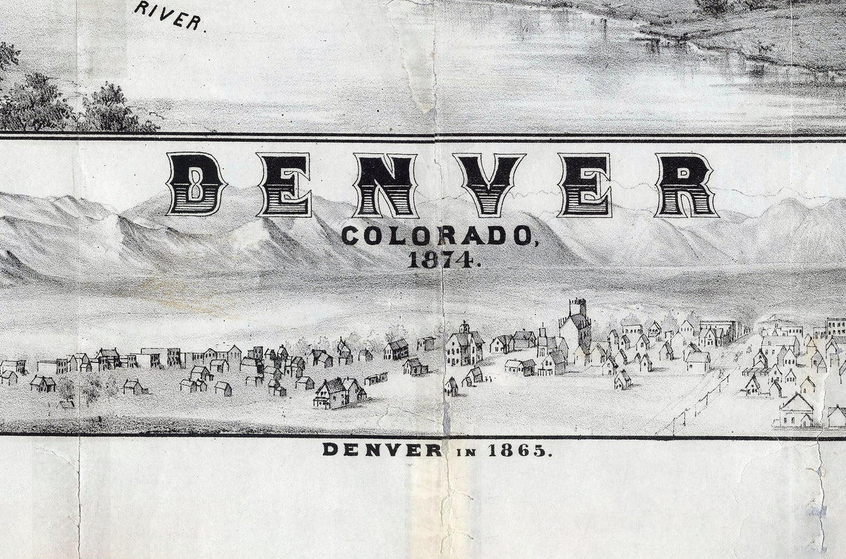 1874 Panoramic Map of Denver Colorado