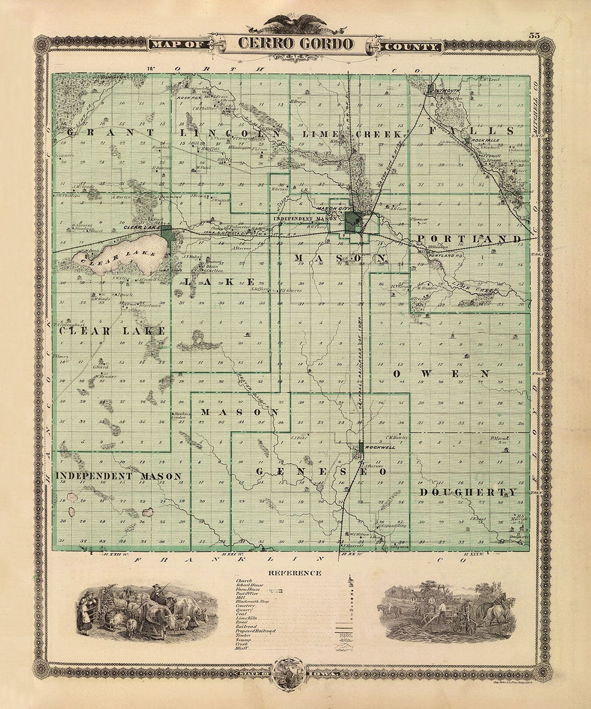 1875 Map of Cerro Gordo County Iowa