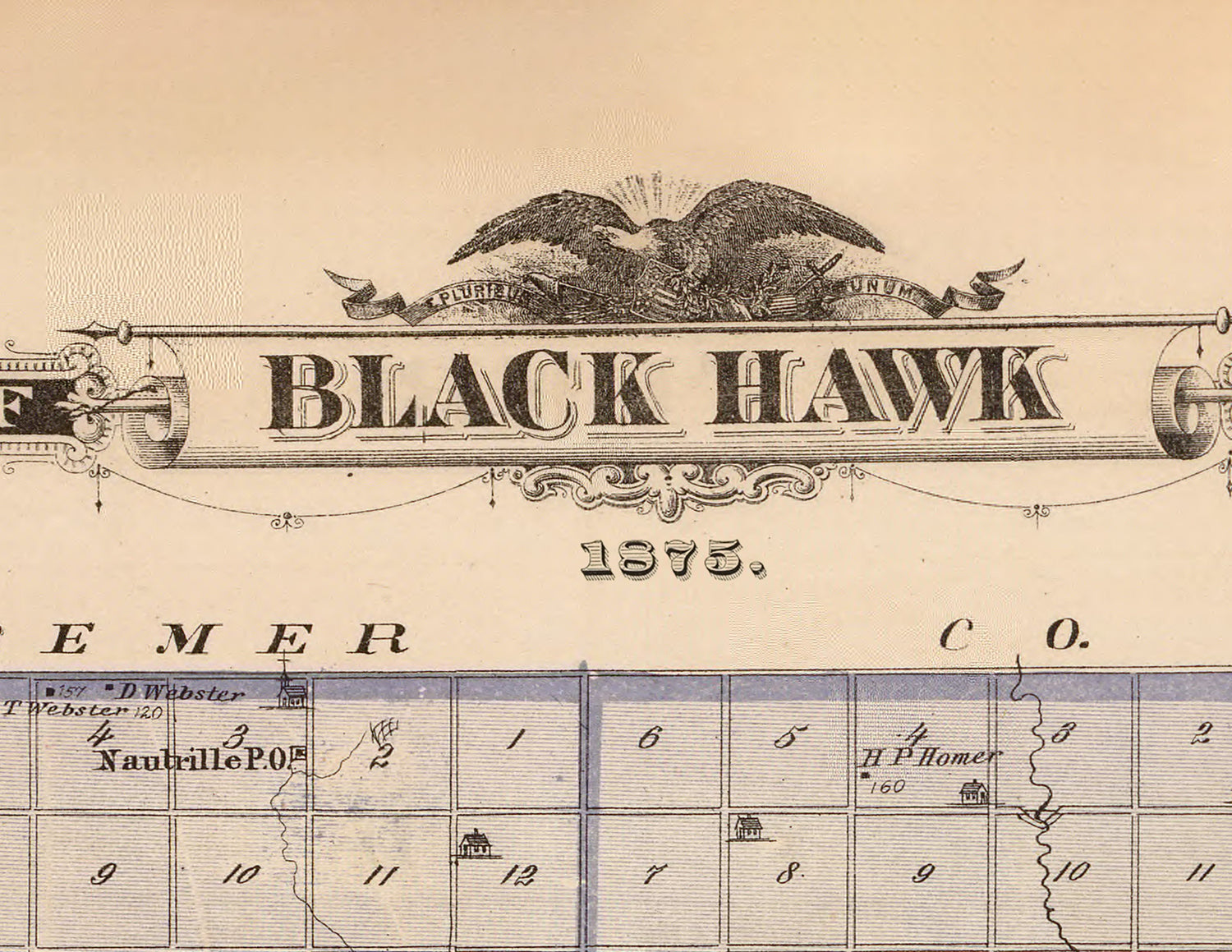 1875 Map of Black Hawk County Iowa