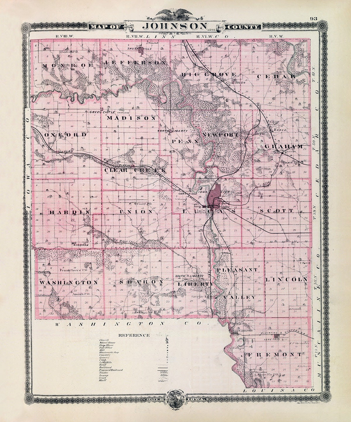 1875 Map of Johnson County Iowa