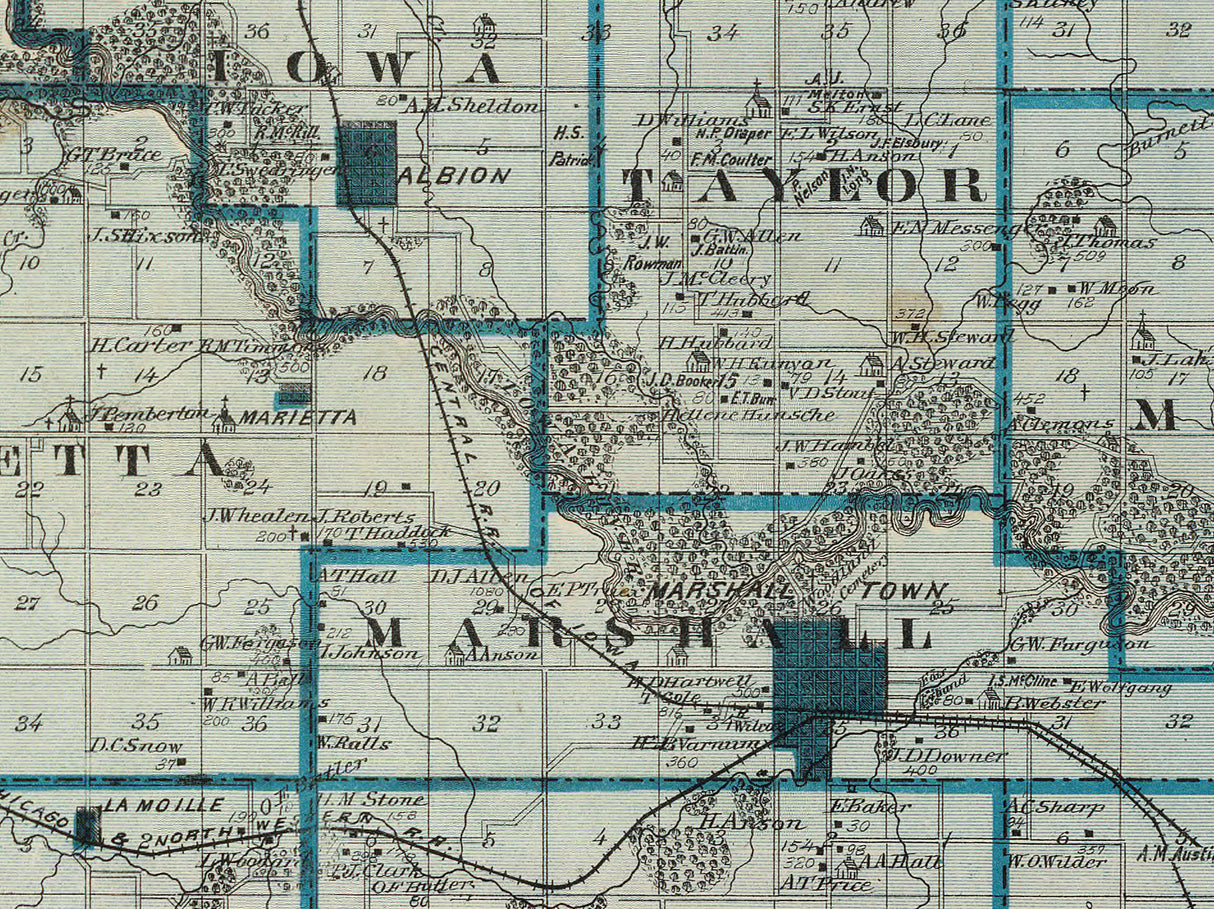 1875 Map of Marshall County Iowa