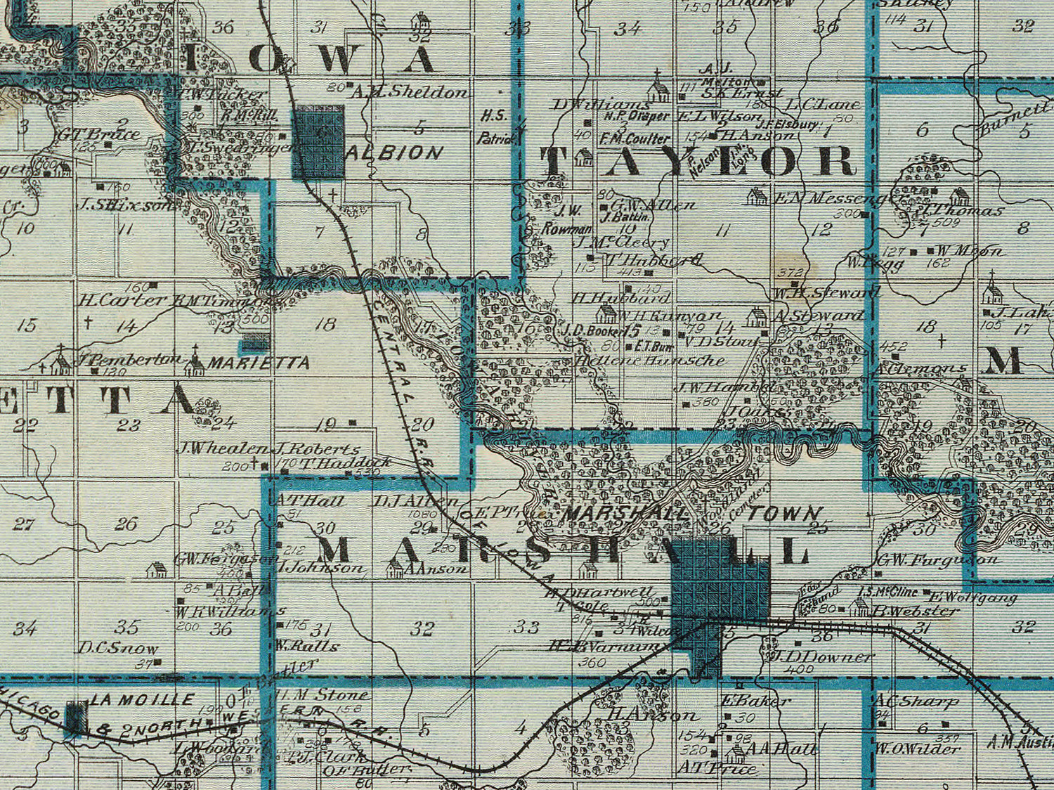 1875 Map of Marshall County Iowa