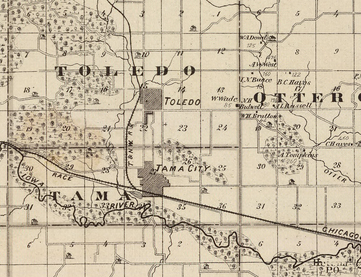 1875 Map of Tama County Iowa