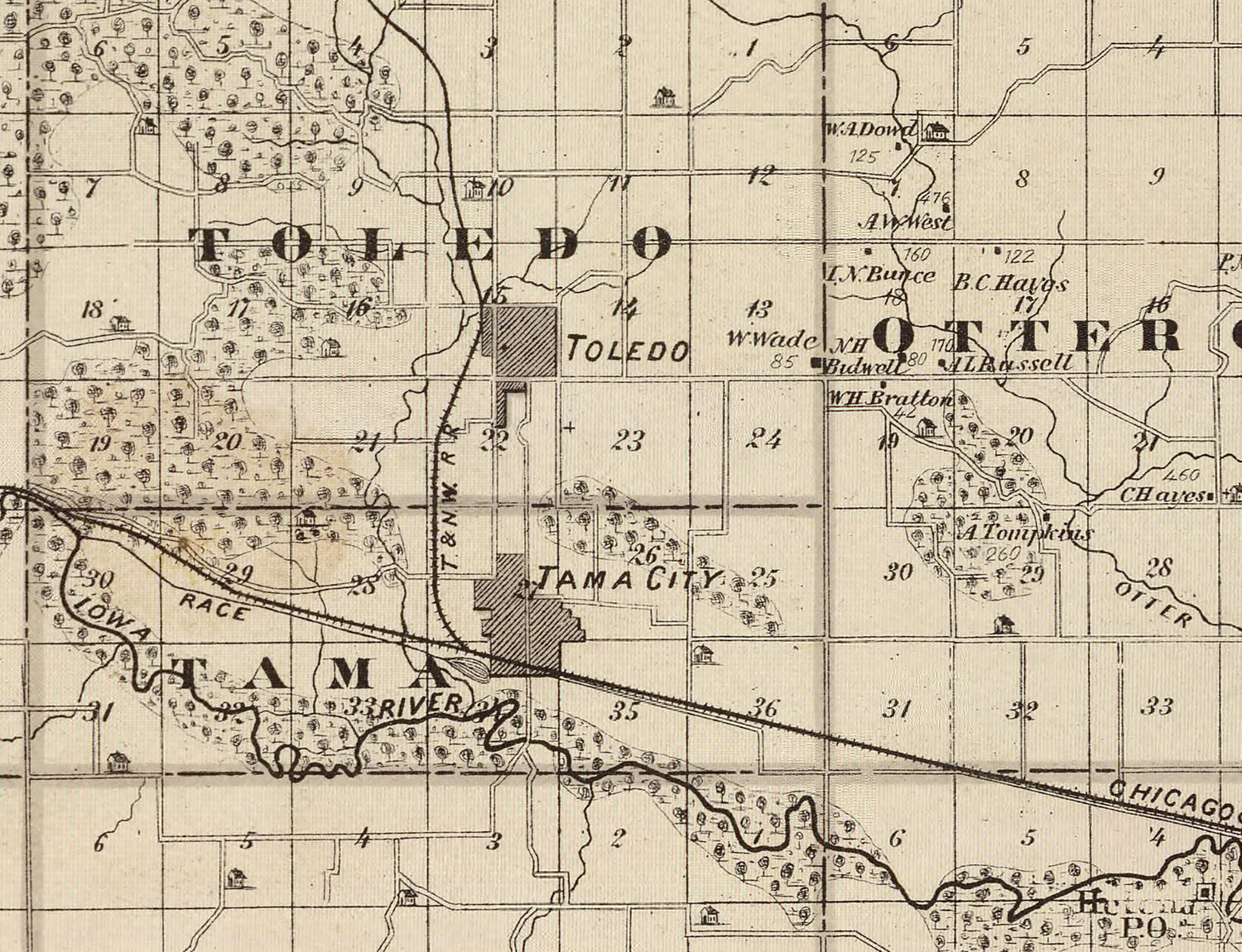 1875 Map of Tama County Iowa