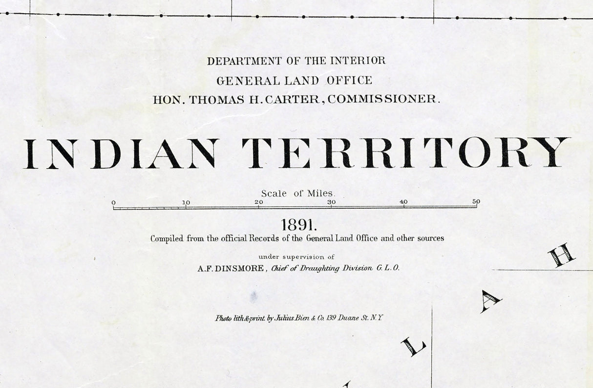 1891 Map of the Indian Territory and Oklahoma