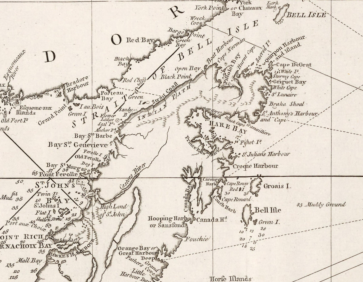 1770 Nautical Chart of NewFoundland Canada