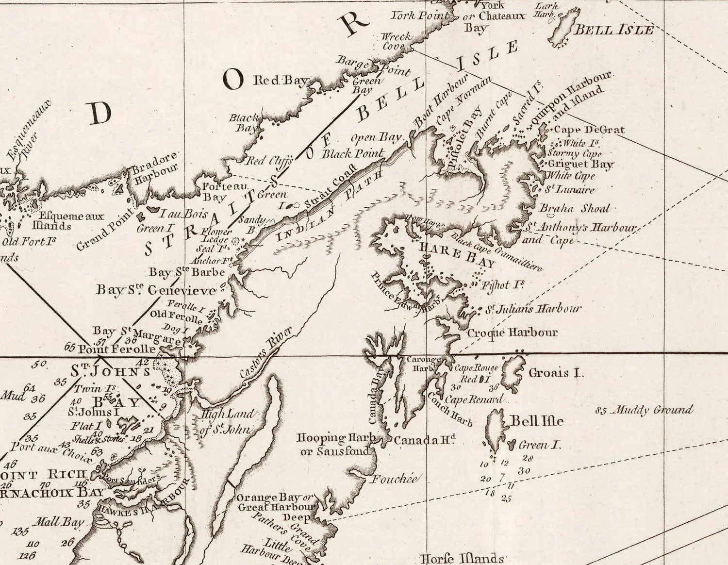 1770 Nautical Chart of NewFoundland Canada