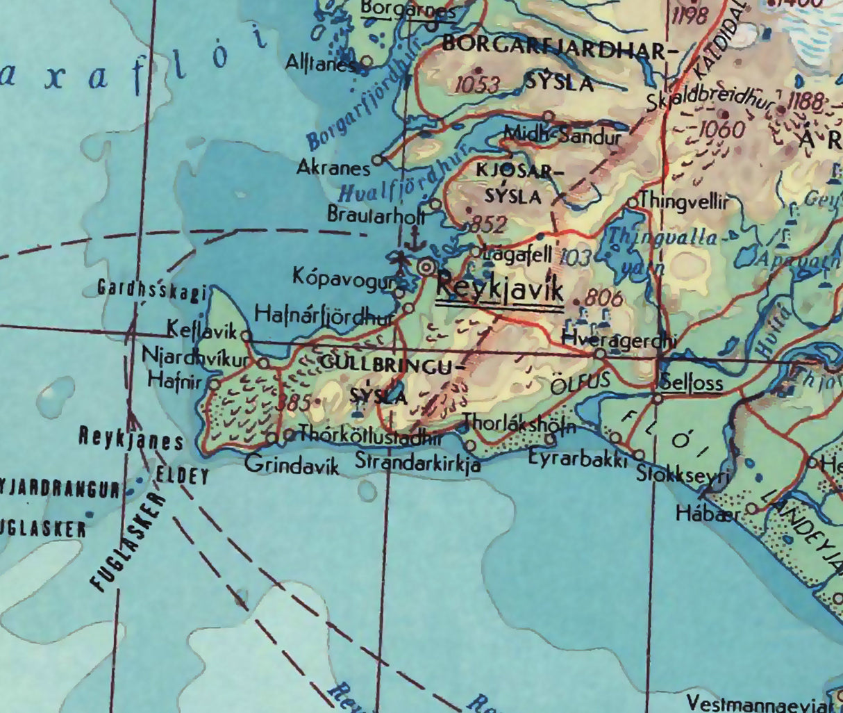 1964 Map of Iceland