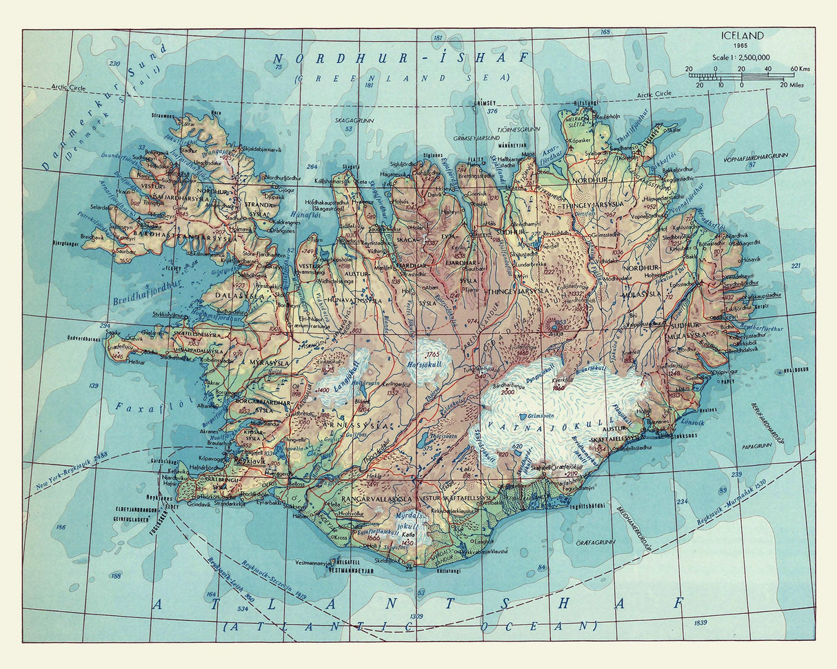 1964 Map of Iceland