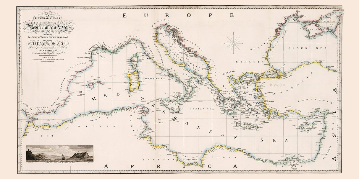 1838 Map of the Mediterranean Sea