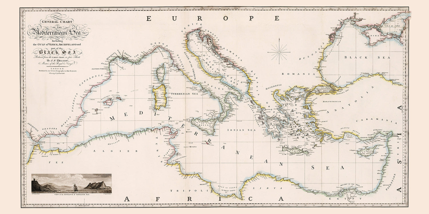 1838 Map of the Mediterranean Sea