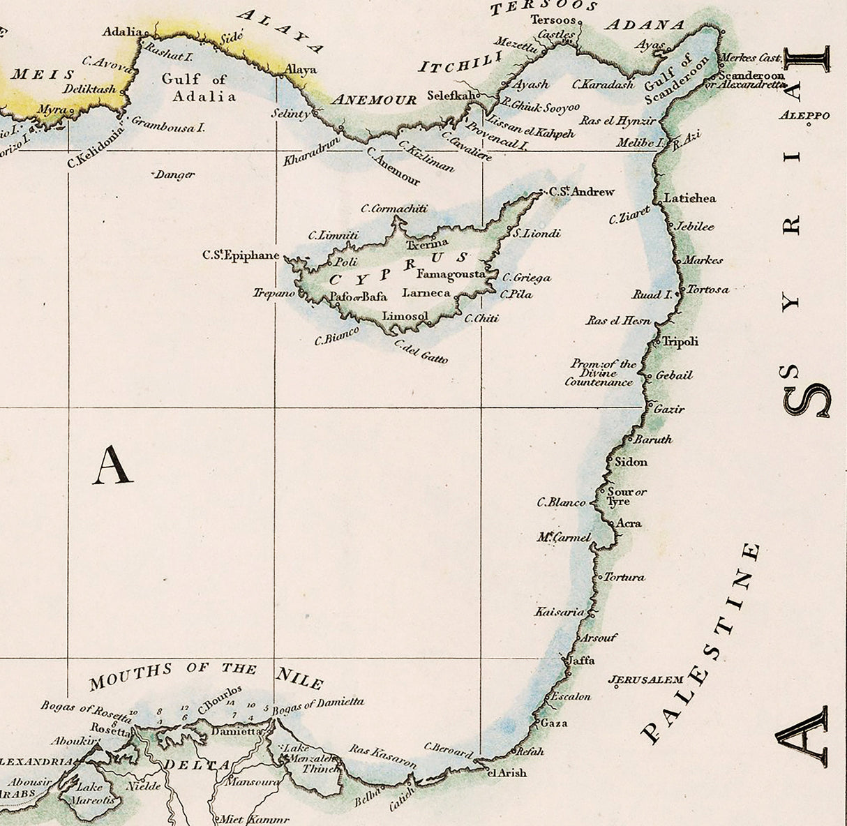 1838 Map of the Mediterranean Sea