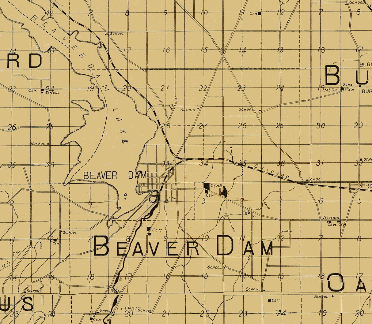 1899 Map of Dodge County Wisconsin