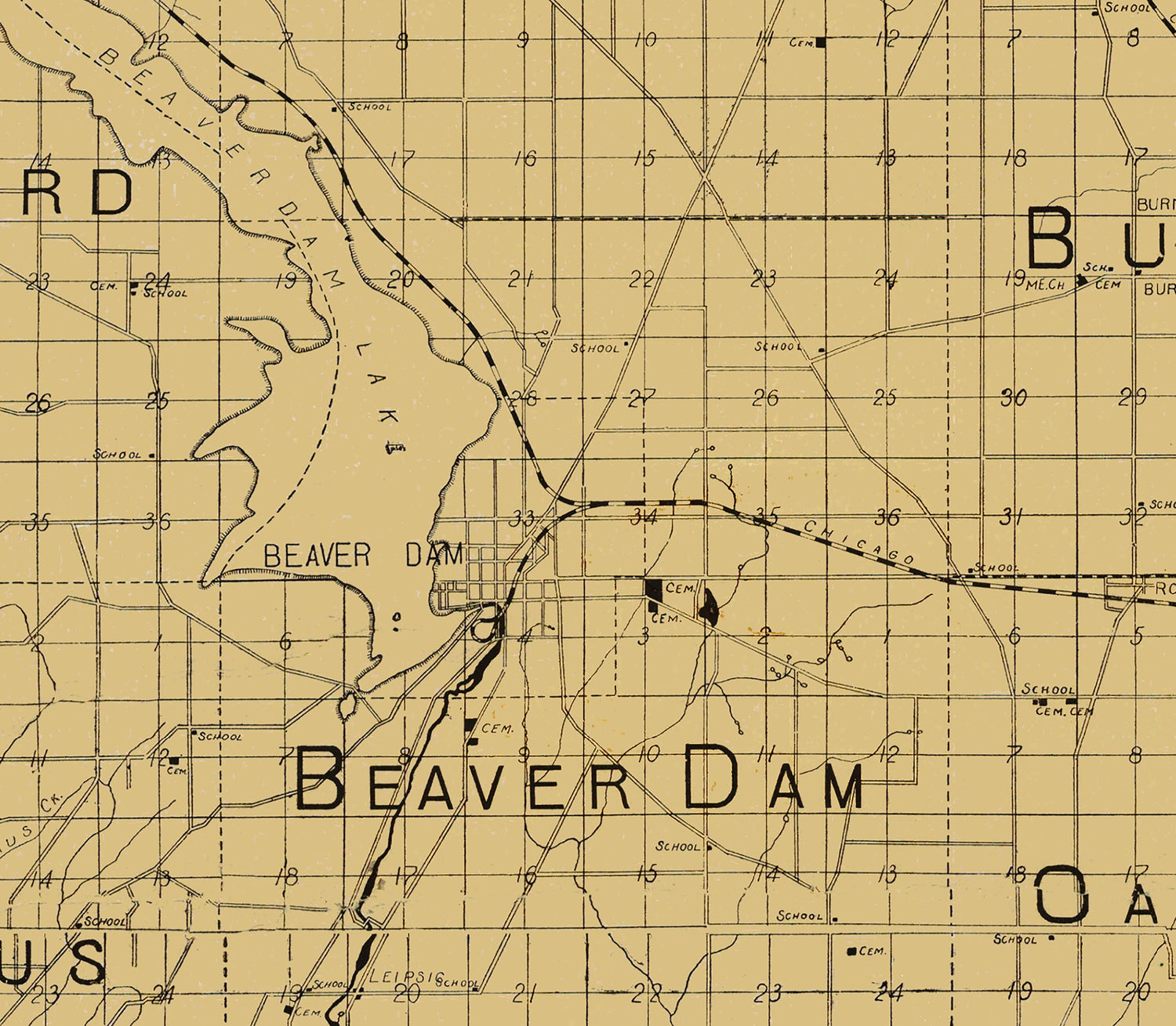 1899 Map of Dodge County Wisconsin