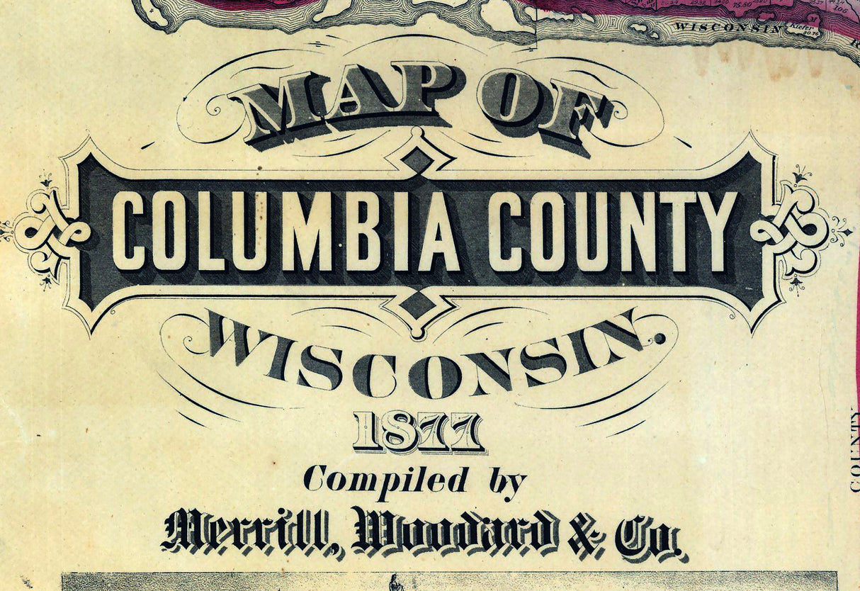1877 Farm Line Map of Columbia County Wisconsin