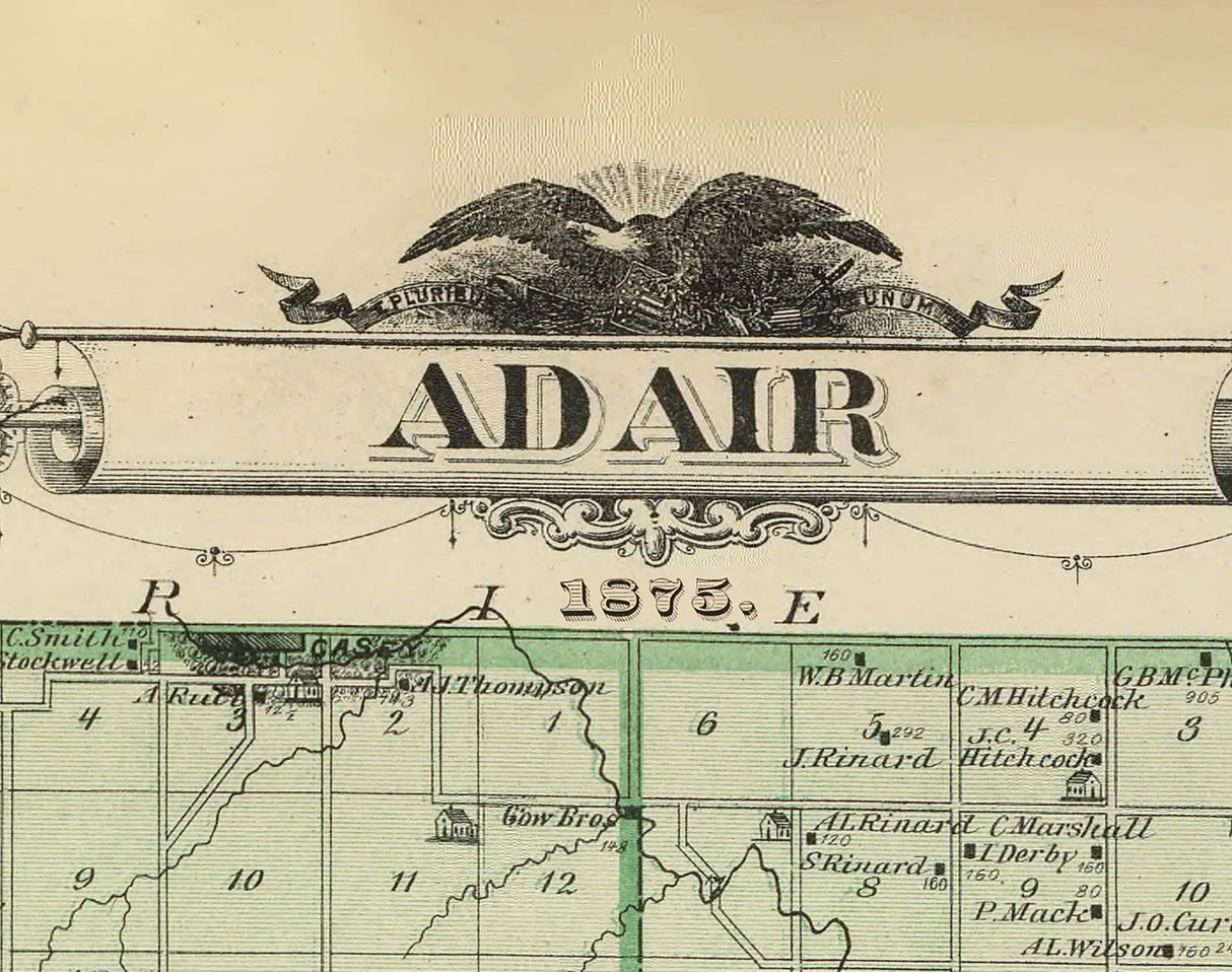 1875 Map of Adair County Iowa