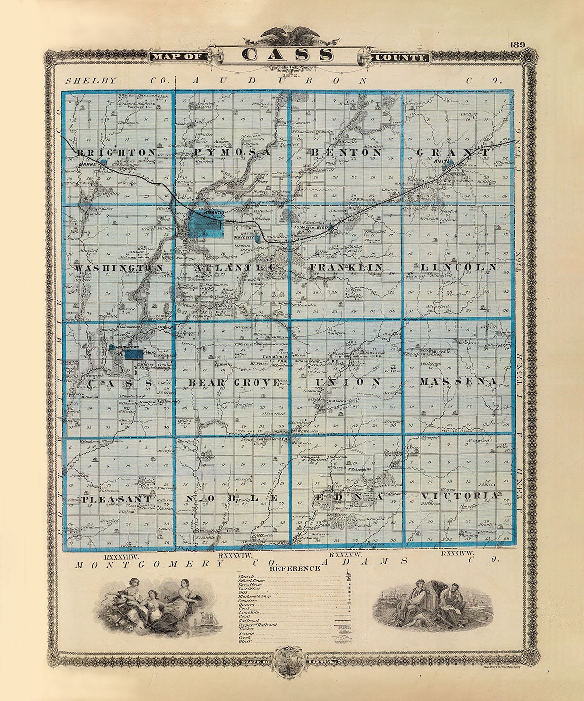 1875 Map of Cass County Iowa