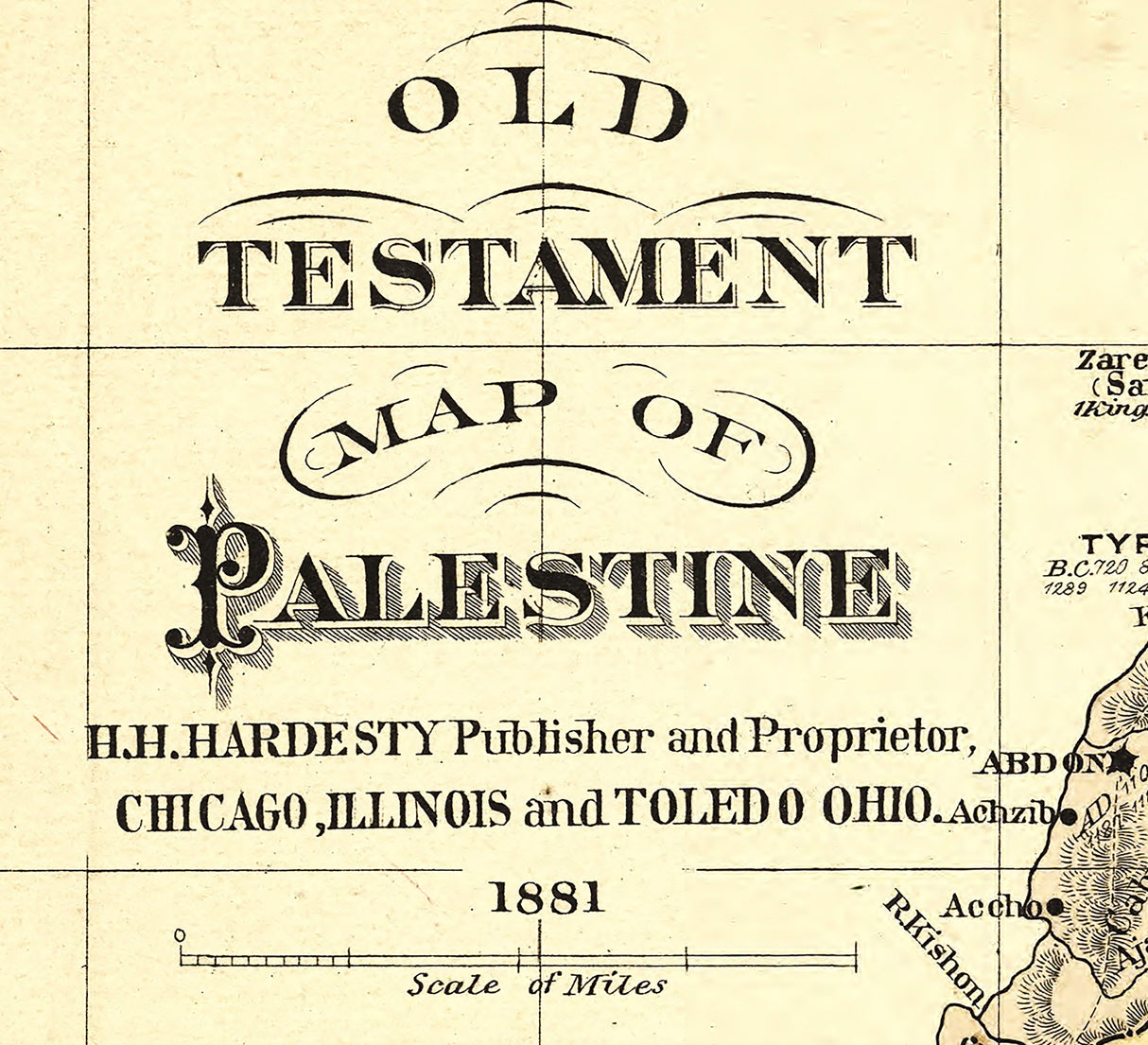 1881 Map of Palestine Old Testament Sketch