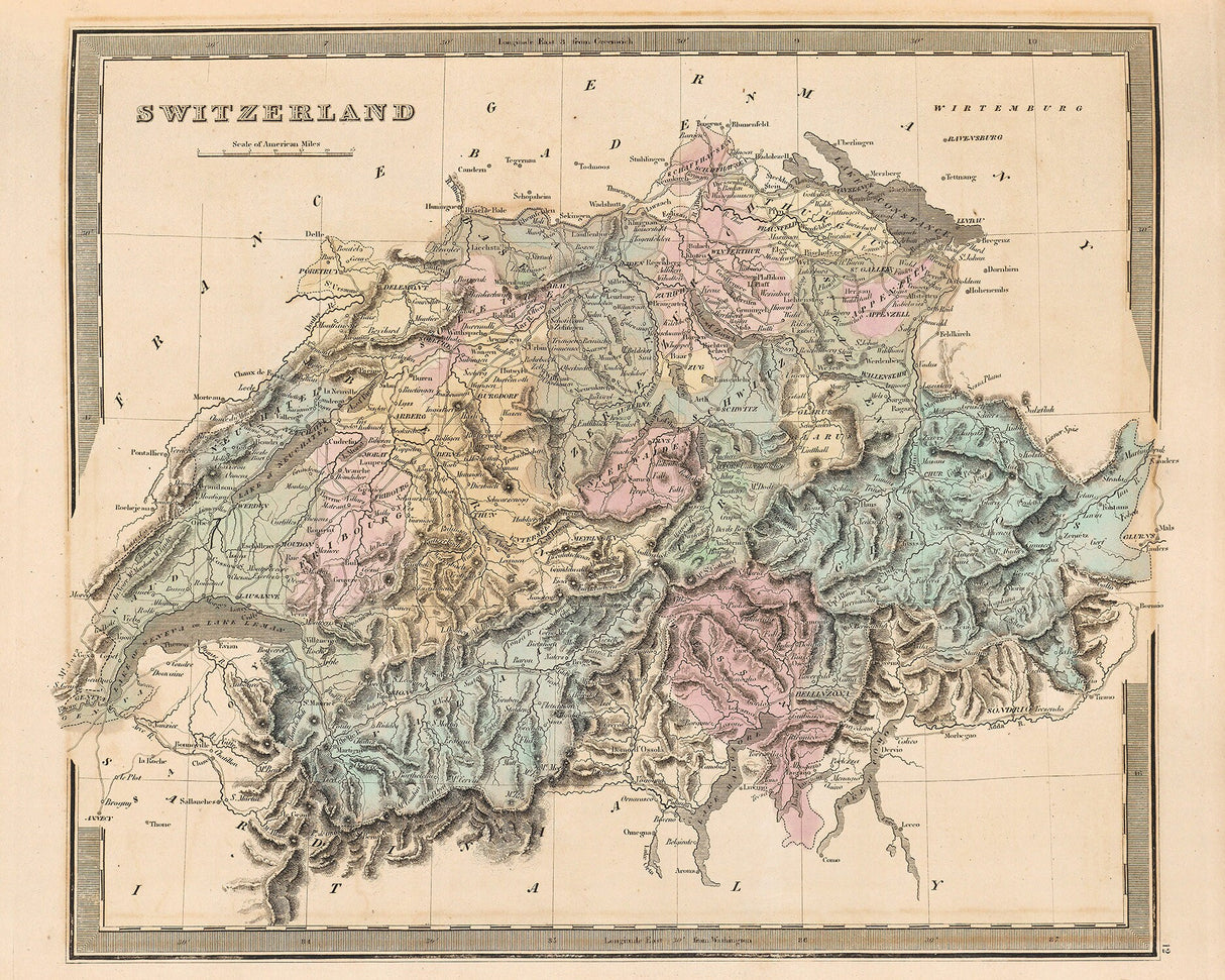 1849 Map of Switzerland