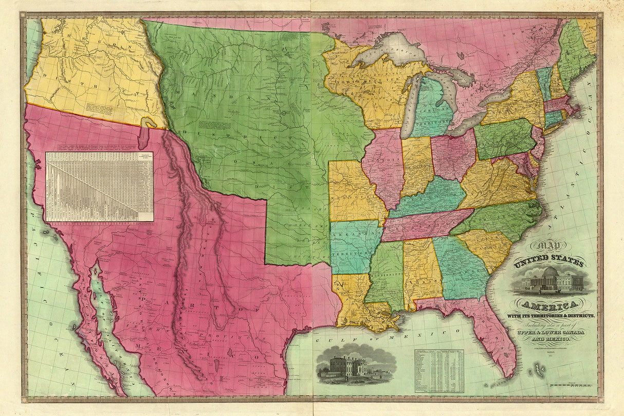 1835 Map of The United States America