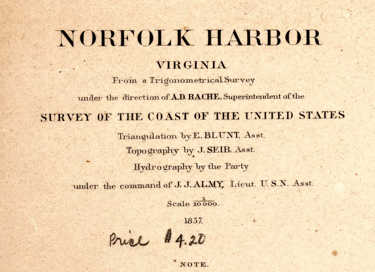 1857 Map of Norfolk Harbor Virginia