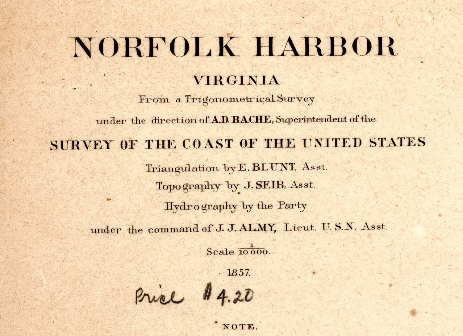 1857 Map of Norfolk Harbor Virginia