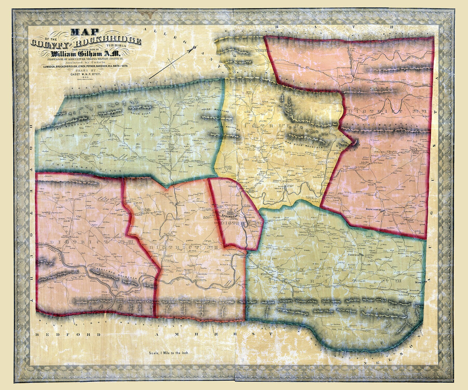 1860 Map of Rockbridge County Virginia